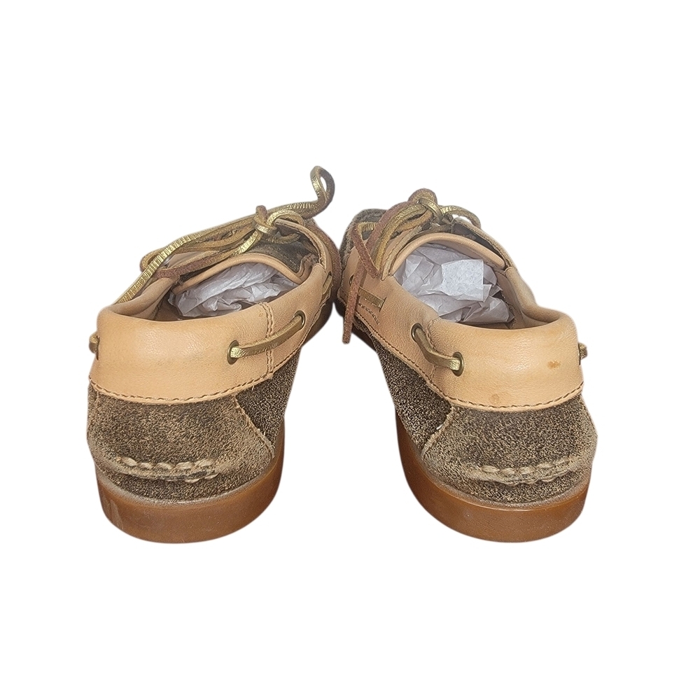 Ariat Distressed Brown and Tan Two Tone Slip On Leather Suede Boat Shoes - Picture 4 of 9